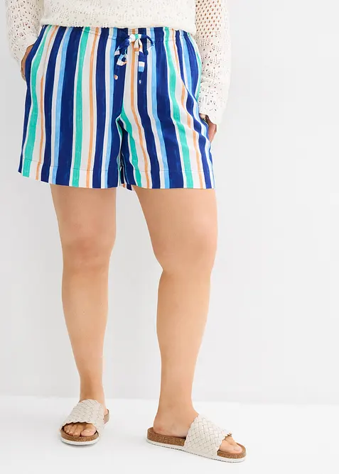 Schlupf-Shorts aus feiner Viskose in blau von vorne - bonprix