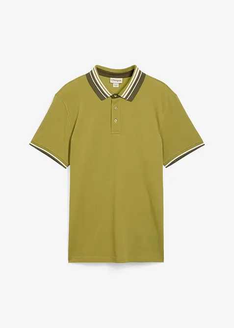 Poloshirt aus robustem Piqué in grün von vorne - bonprix