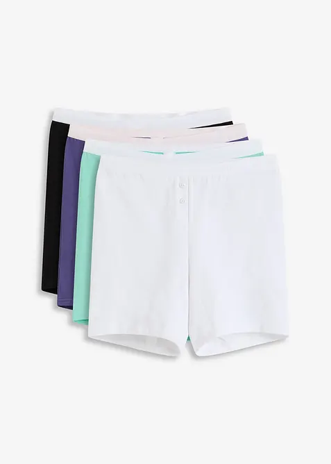Mittellange Damen Boxer mit Bio-Baumwolle (4er Pack) in blau von vorne - bonprix