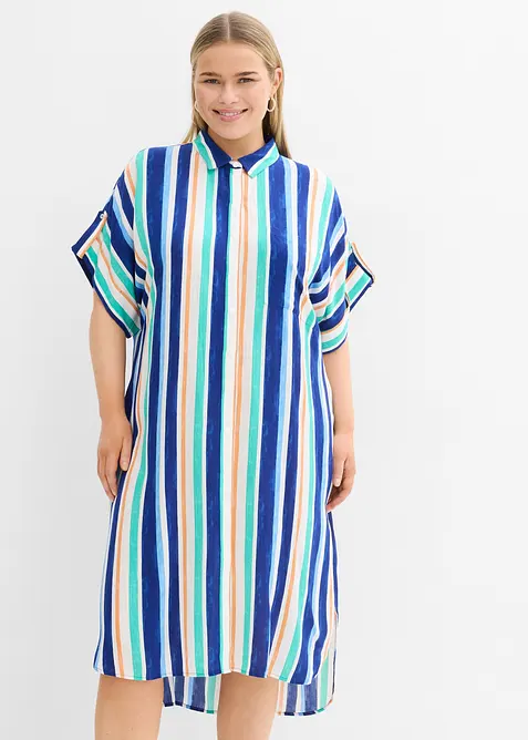 Blusenkleid aus fließender Viskose in blau von vorne (Totalaufnahme) - bonprix
