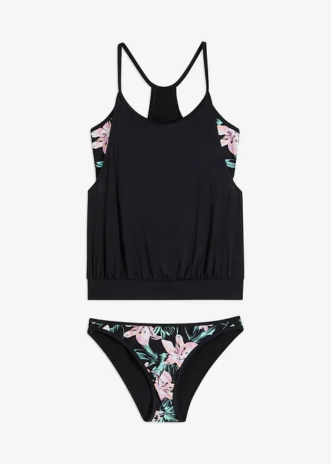 Oversize-Tankini (2-tlg. Set) im Lagenlook in schwarz von vorne - bonprix