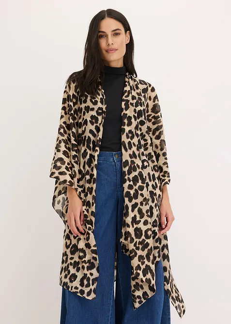 Poncho im Leolook in schwarz von vorne (im Anschnitt) - bonprix