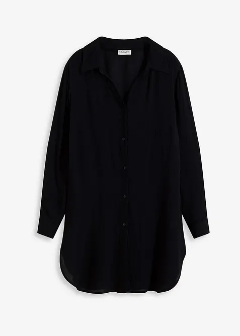Strandblusenkleid aus fließender Viskose in schwarz von vorne - bonprix