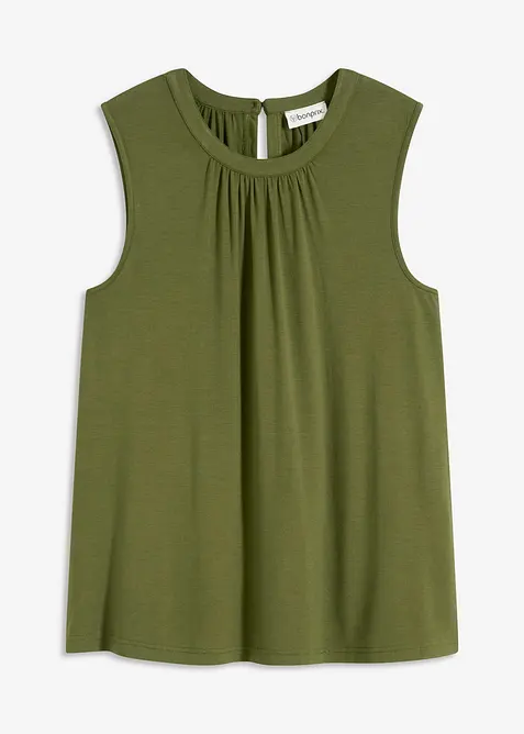 Jersey Blusentop in grün von vorne - bonprix