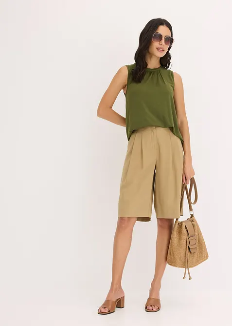 Jersey Blusentop in grün im Look von vorne (Totalaufnahme) - bonprix