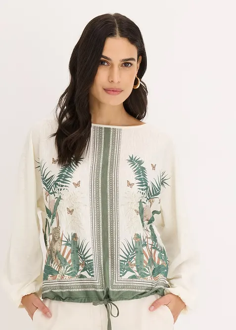 Tunika-Shirt bedruckt in weiß von vorne (im Anschnitt) - bonprix