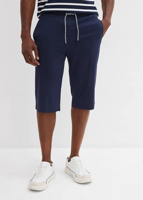 Jersey-Longshorts aus reiner Bio-Baumwolle (2er Pack) in blau von vorne - bonprix