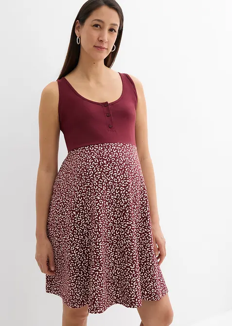 2-in-1 Umstands- und Stillkleid aus Bio-Baumwolle in rot von vorne (Totalaufnahme) - bonprix