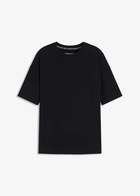 Oversized Sport-Shirt mit Baumwolle, schnelltrocknend in schwarz von vorne - bonprix