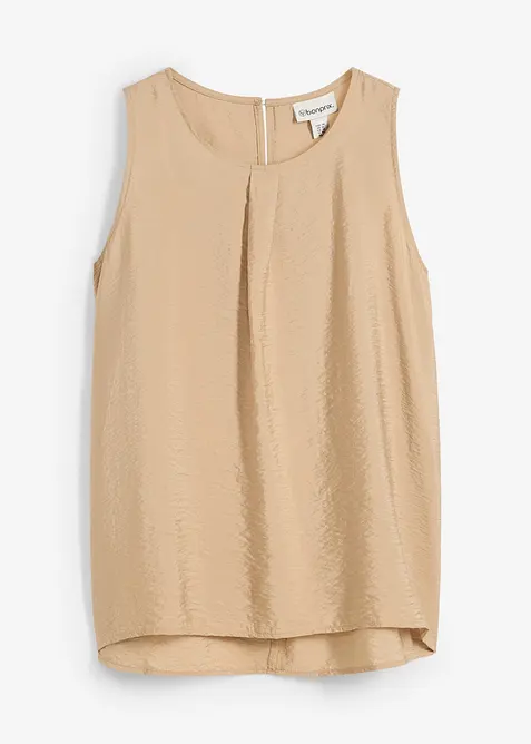 Blusentop aus fließendem Viskose-Mix in beige von vorne - bonprix