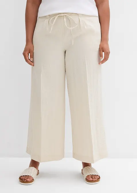 Culotte aus fließendem Viskose-Mix in beige von vorne - bonprix
