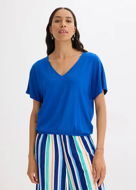 Oversize-Shirt aus softem Viskose-Mix in blau von vorne (im Anschnitt) - bonprix