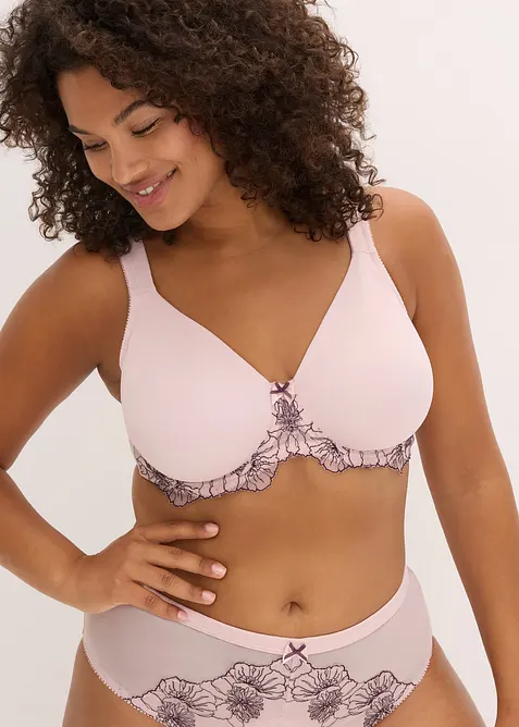 Minimizer-BH mit zarter Stickerei in lila von vorne (im Anschnitt) - bonprix