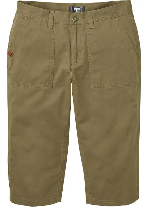 Long-Bermuda aus reiner Baumwolle in Regular Fit in grün von vorne - bonprix