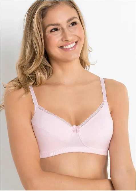 BH ohne Bügel mit Baumwolle (3er Pack) in rosa von vorne (im Anschnitt) - bonprix