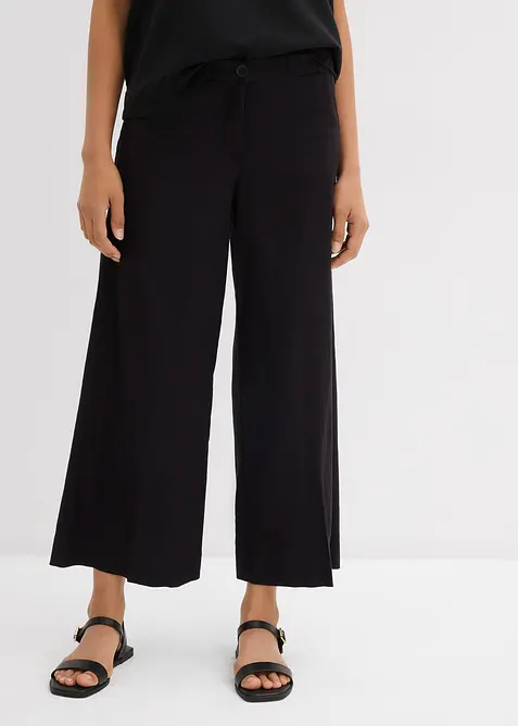 Culotte mit elastischem Bund aus Viskose-Mix in schwarz von vorne - bonprix