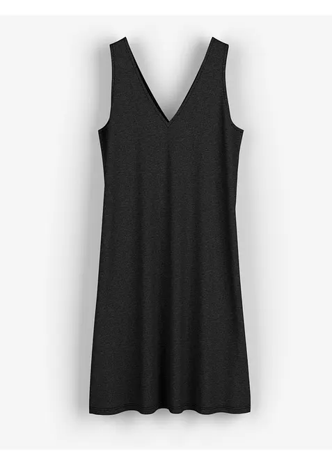 Fließendes Trägerkleid mit V-Ausschnitt in schwarz von vorne - bonprix