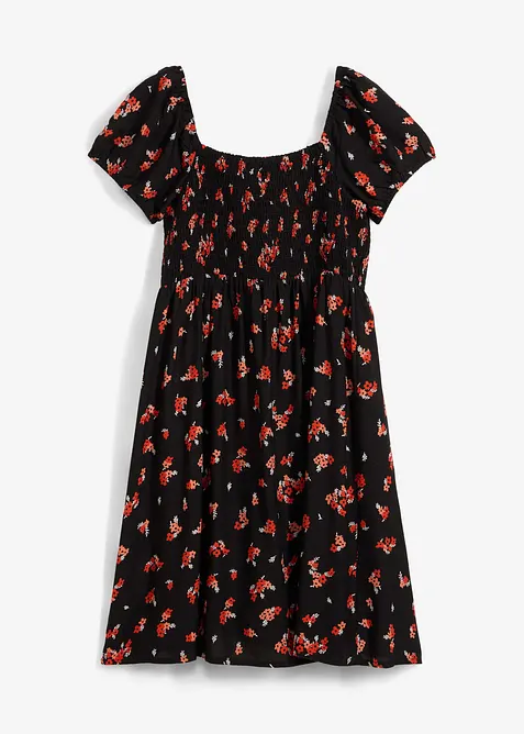 Minikleid aus fließender Viskose in schwarz von vorne - bonprix
