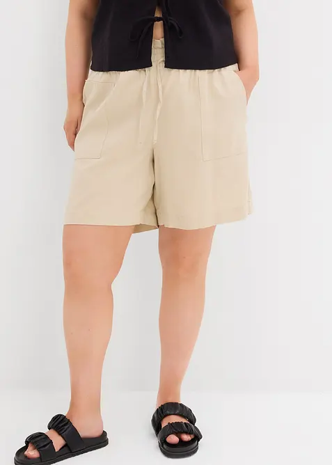 Shorts aus Leinen-Viskose-Mix in beige von vorne - bonprix