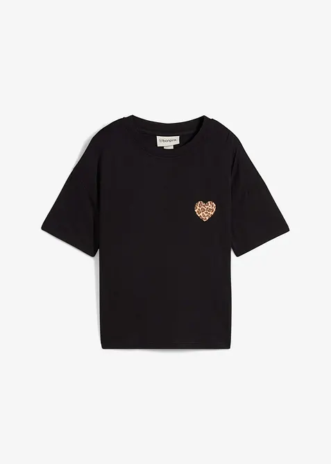 Verkürztes Shirt aus elastischem Viskose-Mix in schwarz von vorne - bonprix