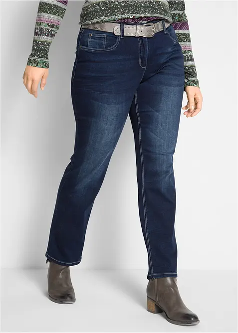 Straight Jeans Mid Waist, Stretch in blau von vorne - bonprix