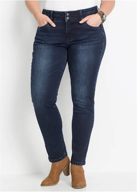 Slim-Jeans High Waist, Shaping-Ultra-Soft in blau von vorne - bonprix
