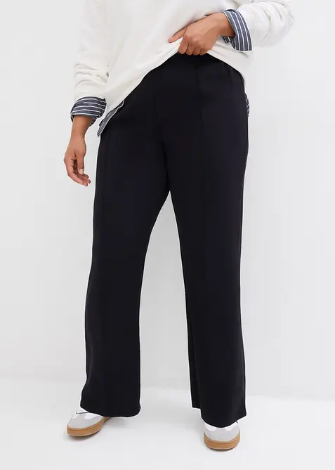 Scuba-Sweathose aus softem Viskose-Mix in schwarz von vorne - bonprix