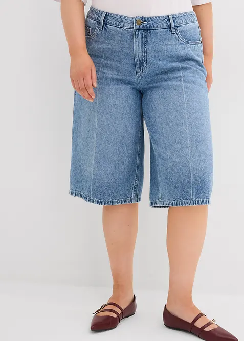 Jeans-Bermuda Mid Waist in blau von vorne - bonprix