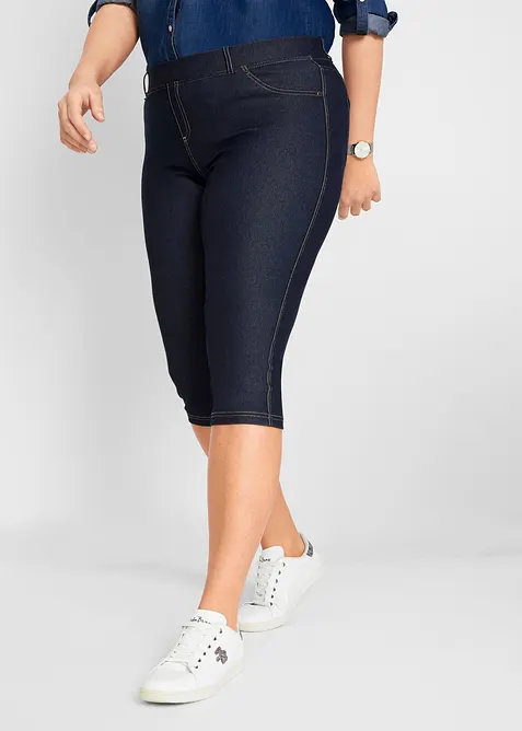 Capri-Leggings in Jeansoptik in blau von vorne - bonprix