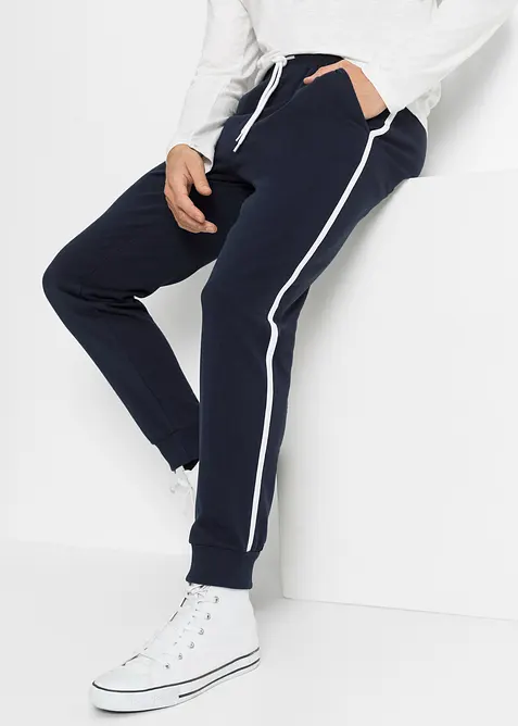 Jogginghose mit Kontrastdetails (2er Pack) in schwarz von vorne - bonprix