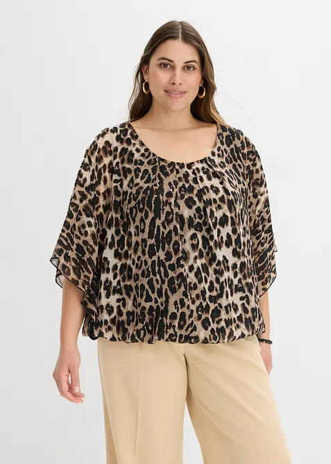 Chiffon Tunikabluse in beige von vorne (im Anschnitt) - bonprix