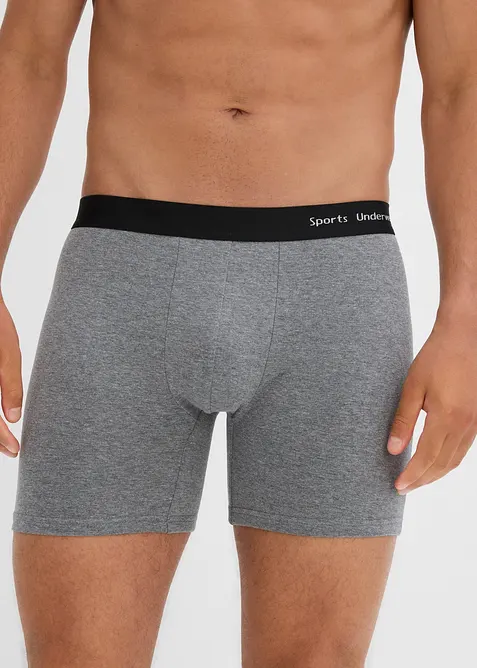 Boxershorts eng, mittellang mit Baumwolle (3er Pack) in grau von vorne - bonprix