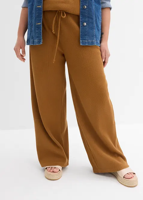 Strukturhose aus reiner Baumwolle in braun von vorne - bonprix