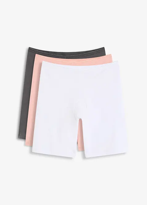 Lange Damen Boxer mit Bio-Baumwolle (3er Pack) in rosa von vorne - bonprix