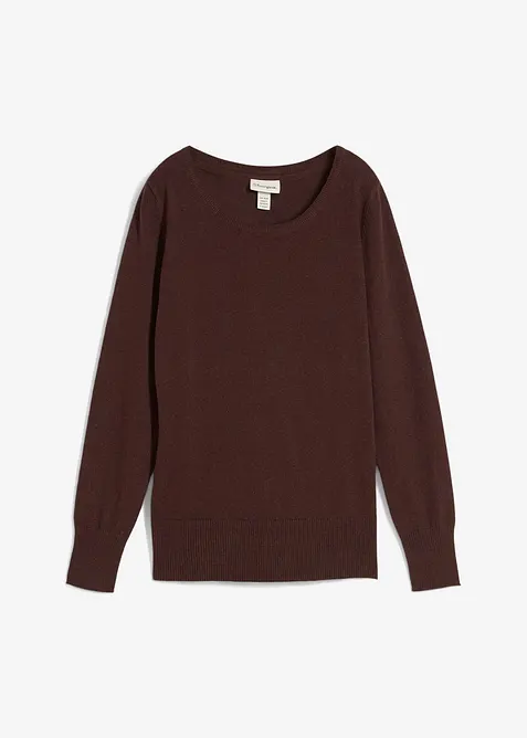 Basic Pullover mit recycelter Baumwolle in braun von vorne - bonprix