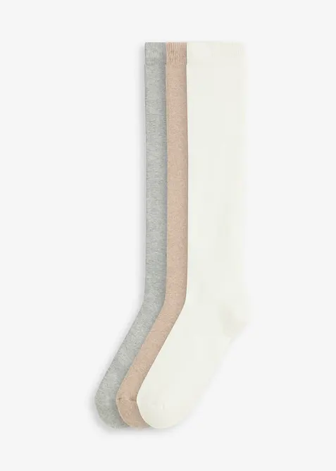 Thermo Kniestrümpfe mit weichem Innenfrottee (3er Pack) in weiß von vorne - bonprix