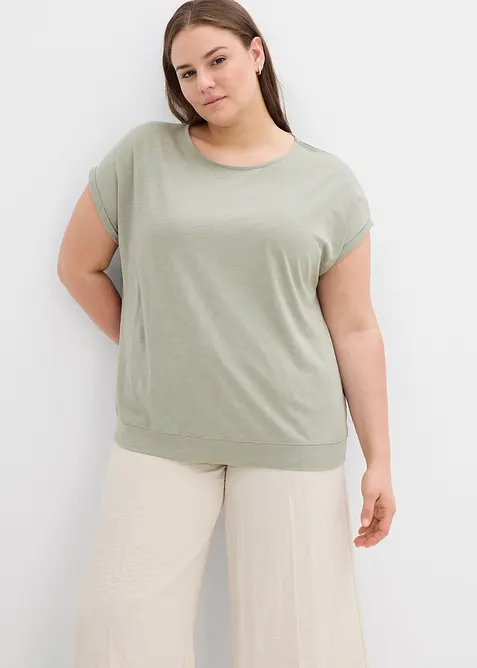 T-Shirt aus reiner Bio-Baumwolle (2er Pack) in grün von vorne (im Anschnitt) - bonprix