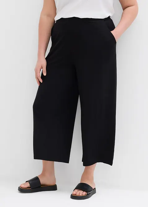7/8-Hose aus Bio-Baumwolle mit Stretch in schwarz von vorne - bonprix