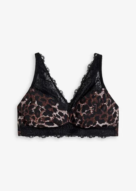 Minimizer-Bralette mit zarter Spitze in schwarz von vorne - bonprix