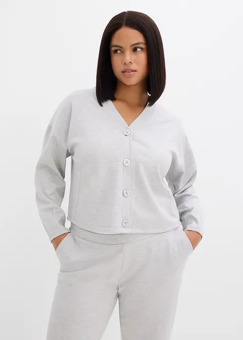 Sweatjacke aus Viskose-Mix in grau von vorne (im Anschnitt) - bonprix