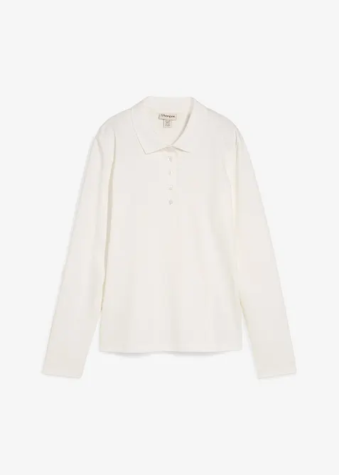 Poloshirt aus schwerer Bio-Baumwolle in weiß von vorne - bonprix
