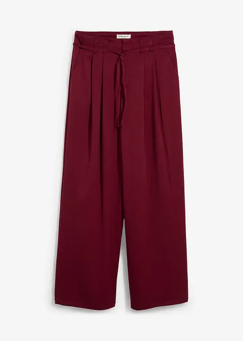 Bundfaltenhose mit Bindeband aus Viskose-Mix in rot von vorne - bonprix