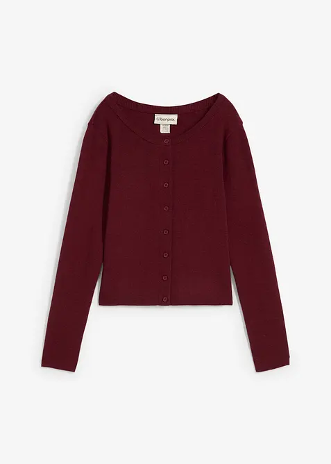 Kurze Feinstrickjacke in rot von vorne - bonprix