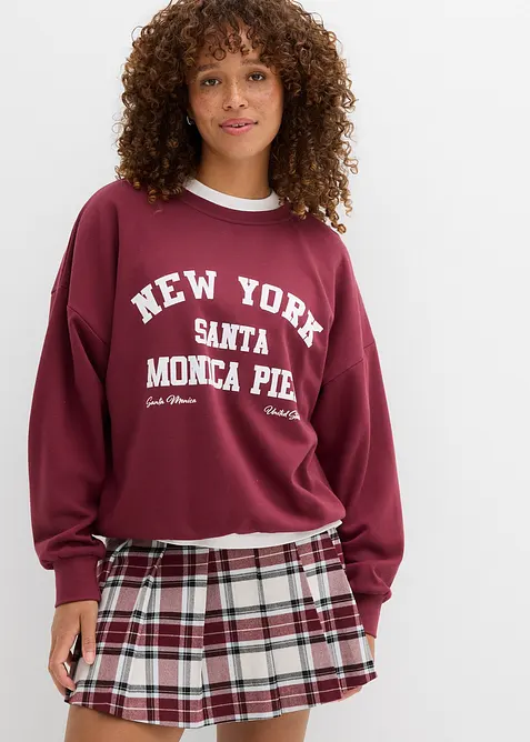 Oversize-Sweatshirt in rot von vorne (im Anschnitt) - bonprix