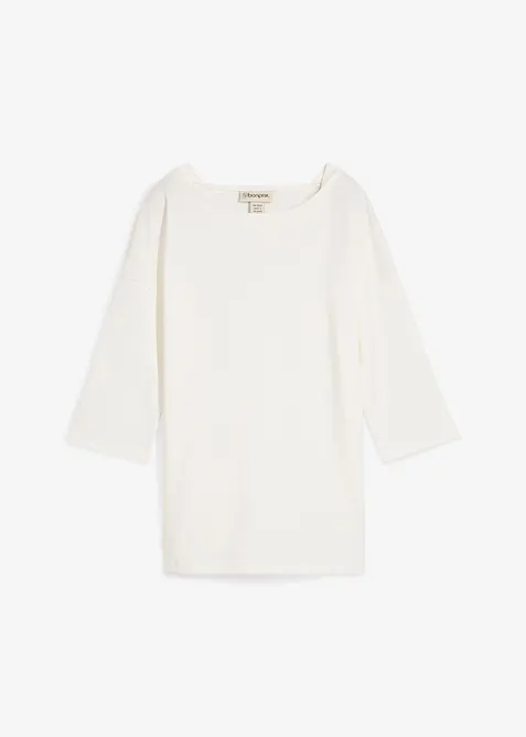 Shirt aus schwerer Baumwolle in weiß von vorne - bonprix