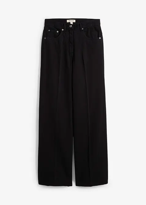 Twillhose mit Bügelfalte aus reiner Baumwolle in schwarz von vorne - bonprix