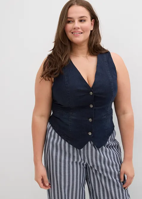 Jeansweste in blau von vorne (im Anschnitt) - bonprix