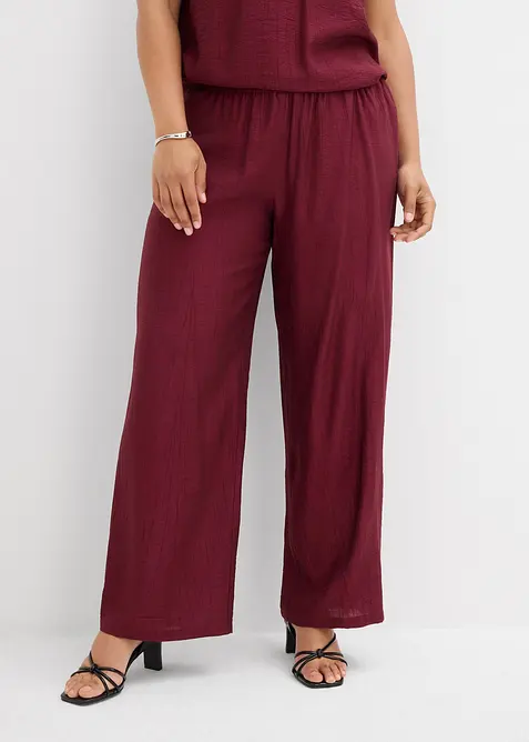 Schlupfhose aus strukturiertem Viskose-Mix in rot von vorne - bonprix