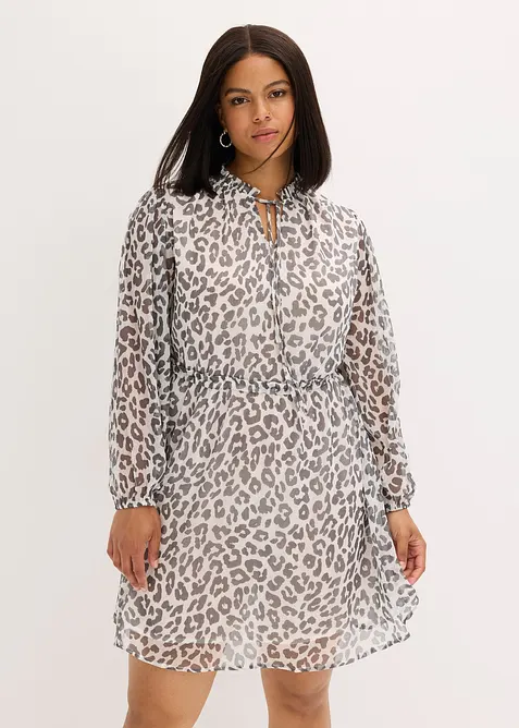 Chiffonkleid in weiß von vorne (Totalaufnahme) - bonprix