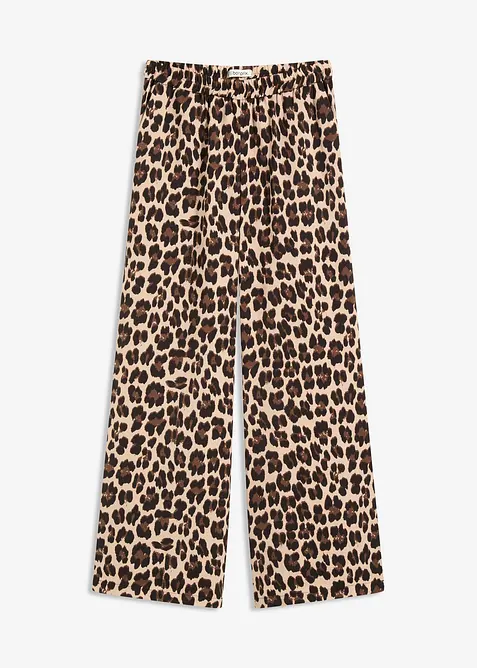 Palazzo-Hose aus fließendem Satin in braun von vorne - bonprix